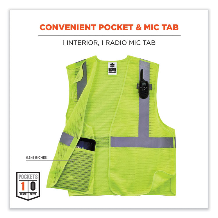 GloWear 8215BA-S Single Size Class 2 Economy Breakaway Mesh Vest, Polyester, X-Small, Lime