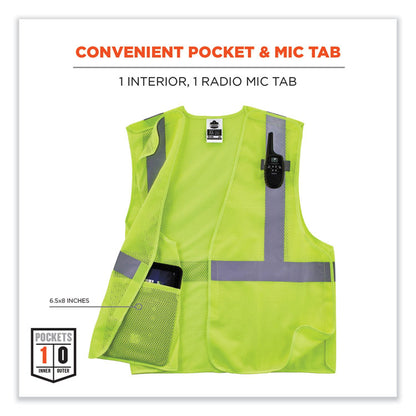 GloWear 8215BA-S Single Size Class 2 Economy Breakaway Mesh Vest, Polyester, X-Small, Lime