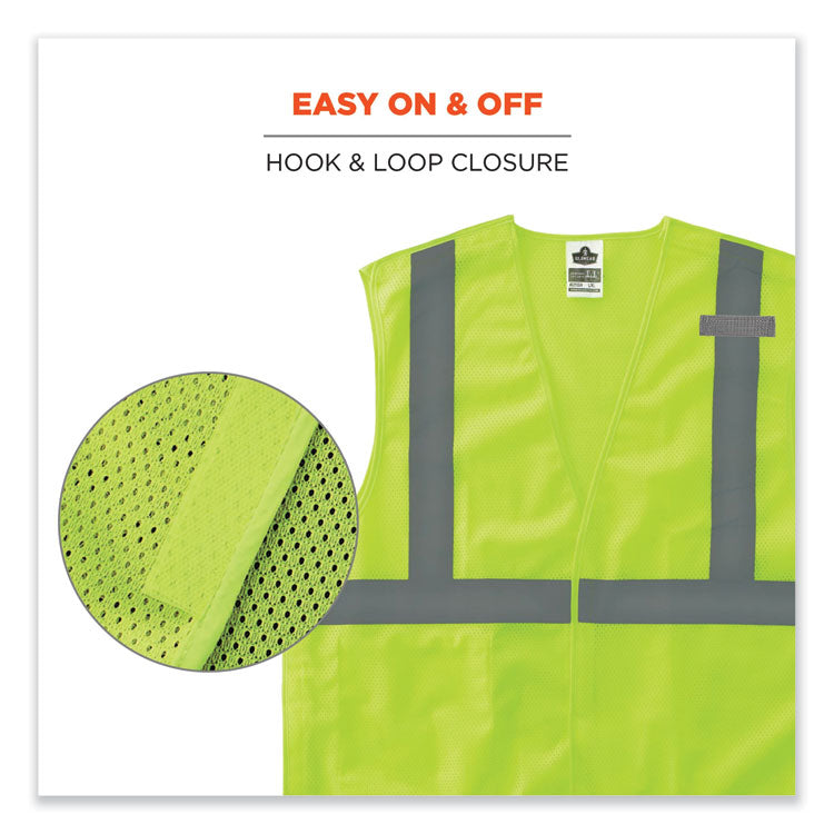 GloWear 8215BA-S Single Size Class 2 Economy Breakaway Mesh Vest, Polyester, X-Small, Lime