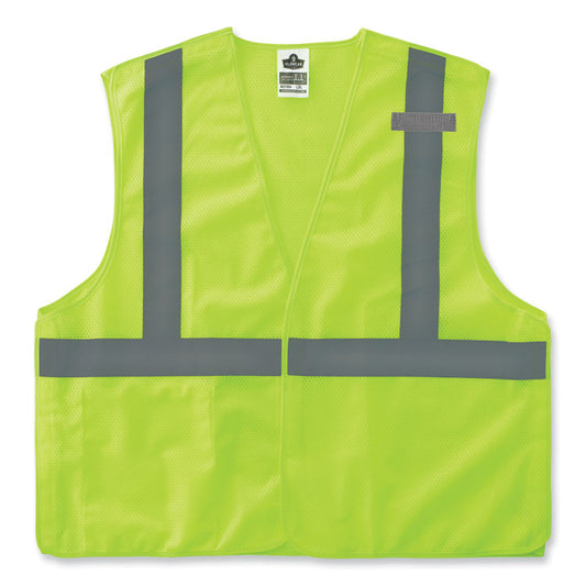 GloWear 8215BA-S Single Size Class 2 Economy Breakaway Mesh Vest, Polyester, Medium, Lime