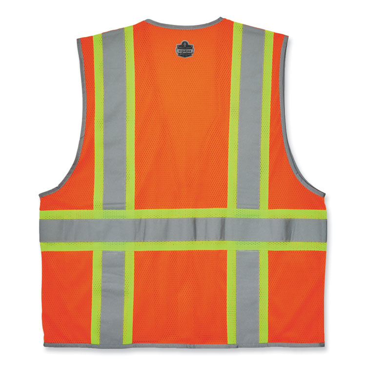 GloWear 8246Z-S Single Size Class 2 Two-Tone Mesh Vest, Polyester, 5X-Large, Orange