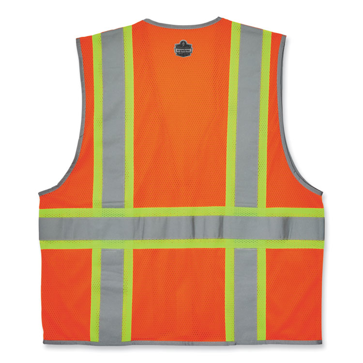 GloWear 8246Z-S Single Size Class 2 Two-Tone Mesh Vest, Polyester, 3X-Large, Orange