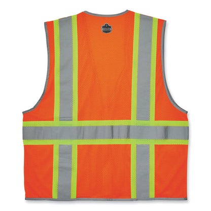GloWear 8246Z-S Single Size Class 2 Two-Tone Mesh Vest, Polyester, 3X-Large, Orange