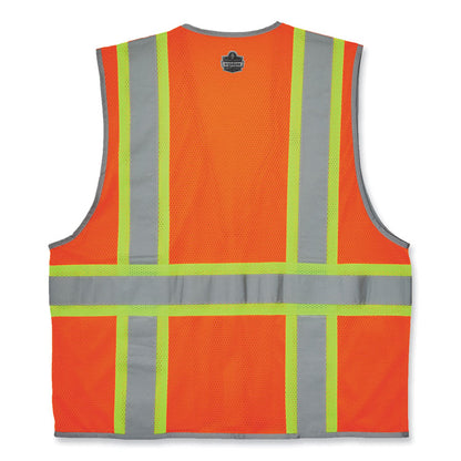 GloWear 8246Z-S Single Size Class 2 Two-Tone Mesh Vest, Polyester, 2X-Large, Orange