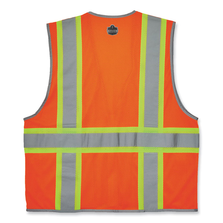 GloWear 8246Z-S Single Size Class 2 Two-Tone Mesh Vest, Polyester, X-Large, Orange