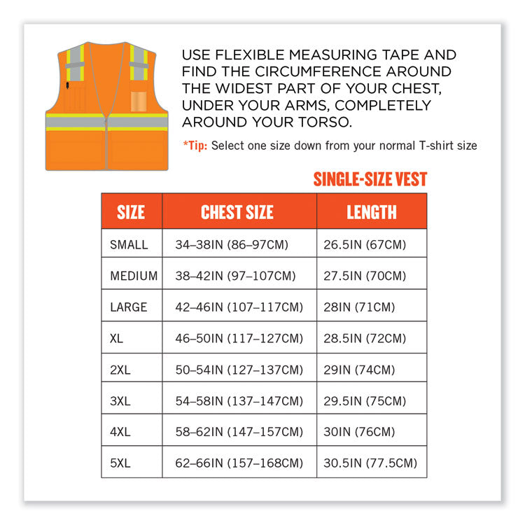 GloWear 8246Z-S Single Size Class 2 Two-Tone Mesh Vest, Polyester, Medium, Orange