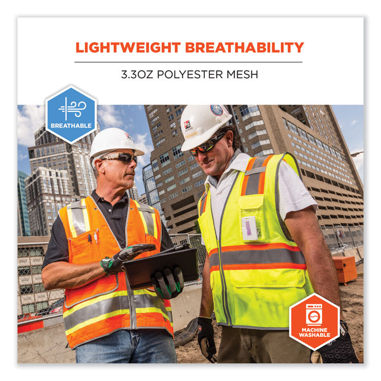 GloWear 8246Z-S Single Size Class 2 Two-Tone Mesh Vest, Polyester, Medium, Orange