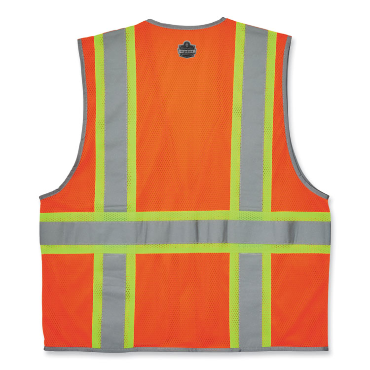 GloWear 8246Z-S Single Size Class 2 Two-Tone Mesh Vest, Polyester, Medium, Orange