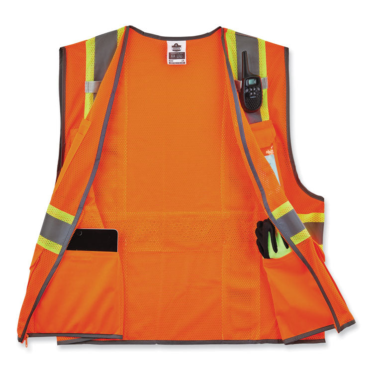 GloWear 8246Z-S Single Size Class 2 Two-Tone Mesh Vest, Polyester, Medium, Orange