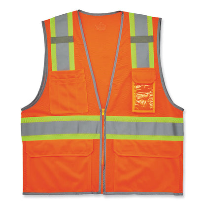 GloWear 8246Z-S Single Size Class 2 Two-Tone Mesh Vest, Polyester, Small, Orange