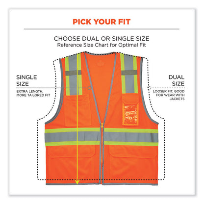 GloWear 8246Z-S Single Size Class 2 Two-Tone Mesh Vest, Polyester, Small, Orange
