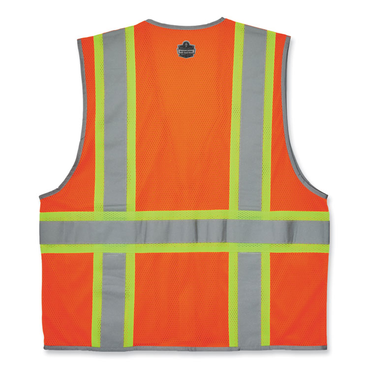 GloWear 8246Z-S Single Size Class 2 Two-Tone Mesh Vest, Polyester, Small, Orange