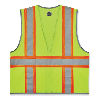 GloWear 8246Z-S Single Size Class 2 Two-Tone Mesh Vest, Polyester, 3X-Large, Lime