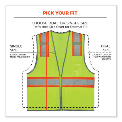 GloWear 8246Z-S Single Size Class 2 Two-Tone Mesh Vest, Polyester, X-Large, Lime