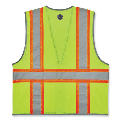 GloWear 8246Z-S Single Size Class 2 Two-Tone Mesh Vest, Polyester, Large, Lime