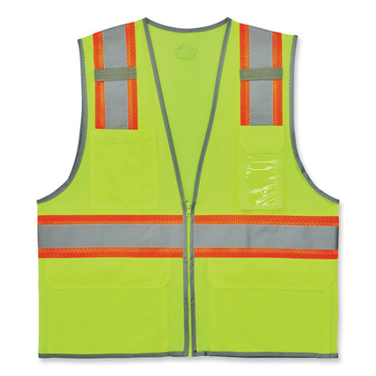 GloWear 8246Z-S Single Size Class 2 Two-Tone Mesh Vest, Polyester, Medium, Lime