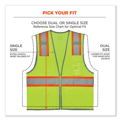 GloWear 8246Z-S Single Size Class 2 Two-Tone Mesh Vest, Polyester, Medium, Lime