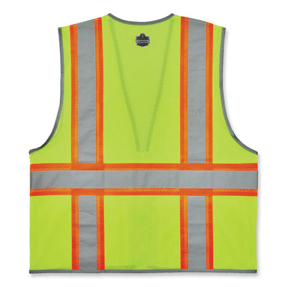 GloWear 8246Z-S Single Size Class 2 Two-Tone Mesh Vest, Polyester, Small, Lime
