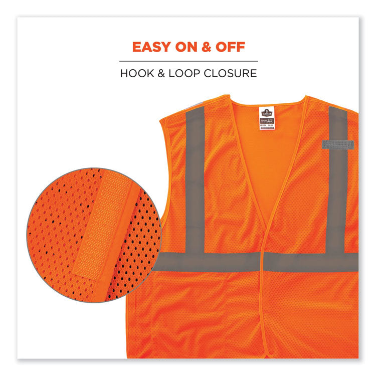 GloWear 8215BA-S Single Size Class 2 Economy Breakaway Mesh Vest, Polyester, 5X-Large, Orange