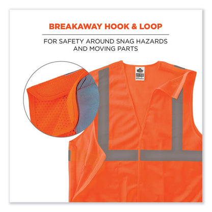 GloWear 8215BA-S Single Size Class 2 Economy Breakaway Mesh Vest, Polyester, 3X-Large, Orange