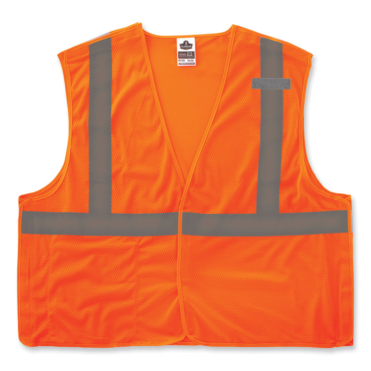 GloWear 8215BA-S Single Size Class 2 Economy Breakaway Mesh Vest, Polyester, 2X-Large, Orange