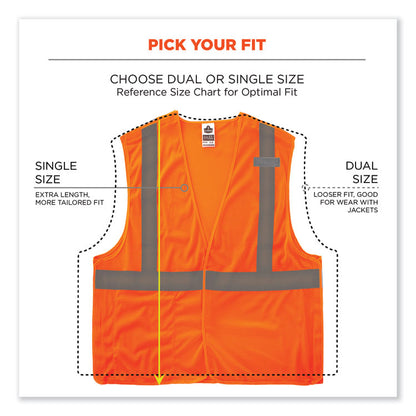 GloWear 8215BA-S Single Size Class 2 Economy Breakaway Mesh Vest, Polyester, 2X-Large, Orange