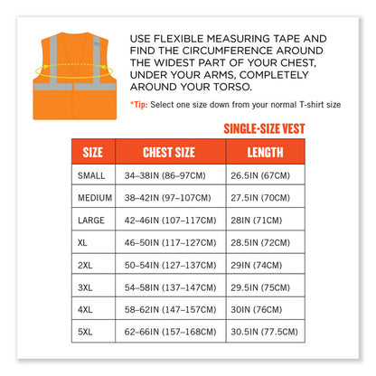 GloWear 8215BA-S Single Size Class 2 Economy Breakaway Mesh Vest, Polyester, X-Small, Orange