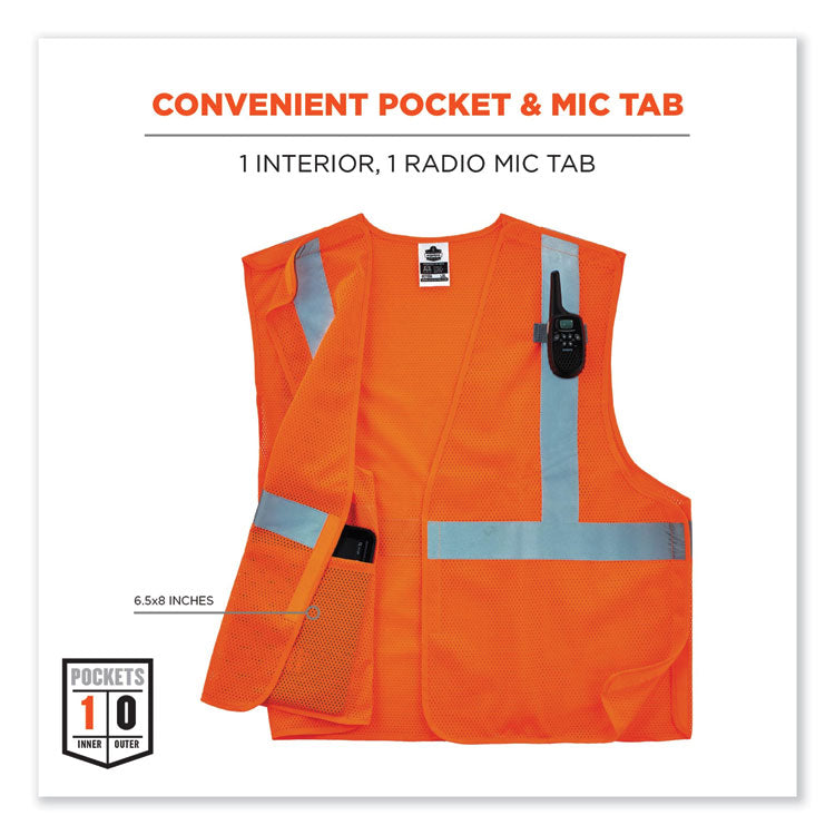 GloWear 8215BA-S Single Size Class 2 Economy Breakaway Mesh Vest, Polyester, X-Small, Orange