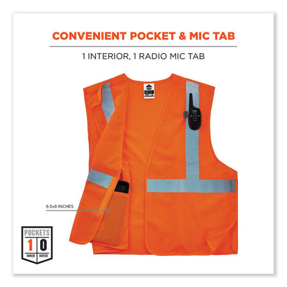 GloWear 8215BA-S Single Size Class 2 Economy Breakaway Mesh Vest, Polyester, X-Small, Orange