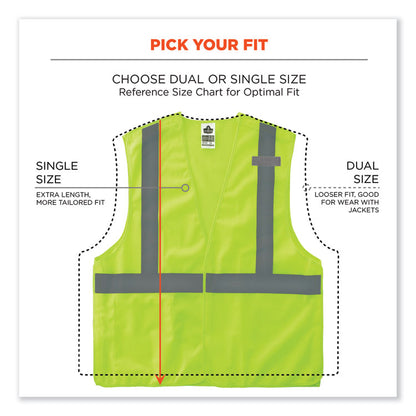 GloWear 8215BA-S Single Size Class 2 Economy Breakaway Mesh Vest, Polyester, 3X-Large, Lime