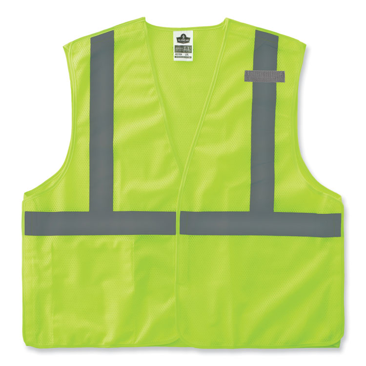 GloWear 8215BA-S Single Size Class 2 Economy Breakaway Mesh Vest, Polyester, 2X-Large, Lime