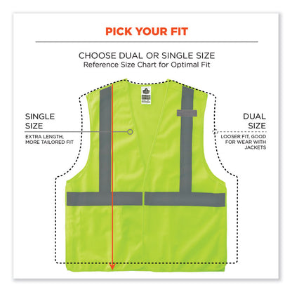 GloWear 8215BA-S Single Size Class 2 Economy Breakaway Mesh Vest, Polyester, X-Large, Lime