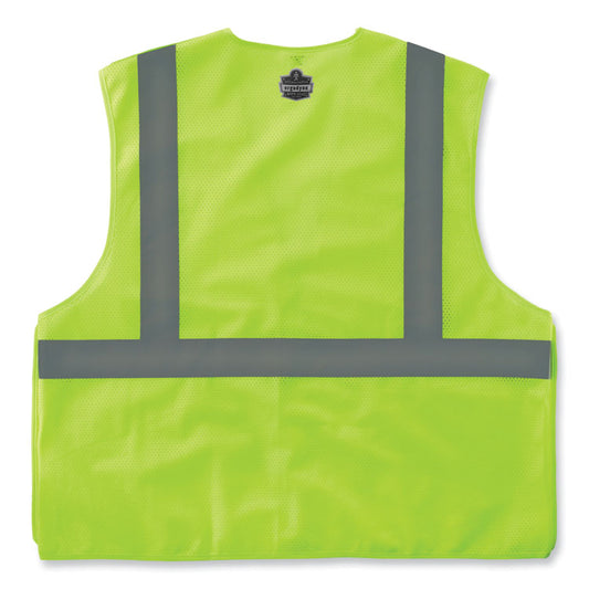 GloWear 8215BA-S Single Size Class 2 Economy Breakaway Mesh Vest, Polyester, Large, Lime