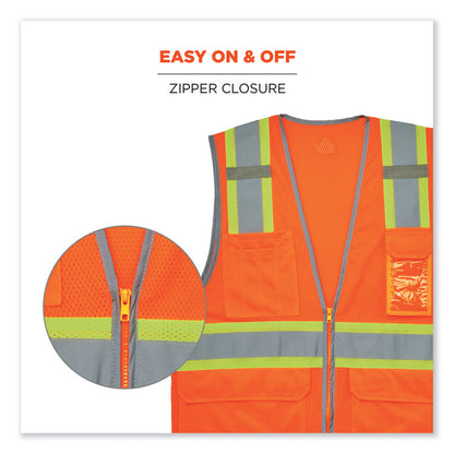 GloWear 8246Z-S Single Size Class 2 Two-Tone Mesh Vest, Polyester, 5X-Large, Orange