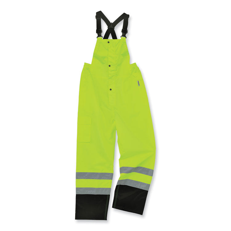 GloWear 8918BK Class E Hi-Vis Rain Bibs Black Bottom, Small, Lime