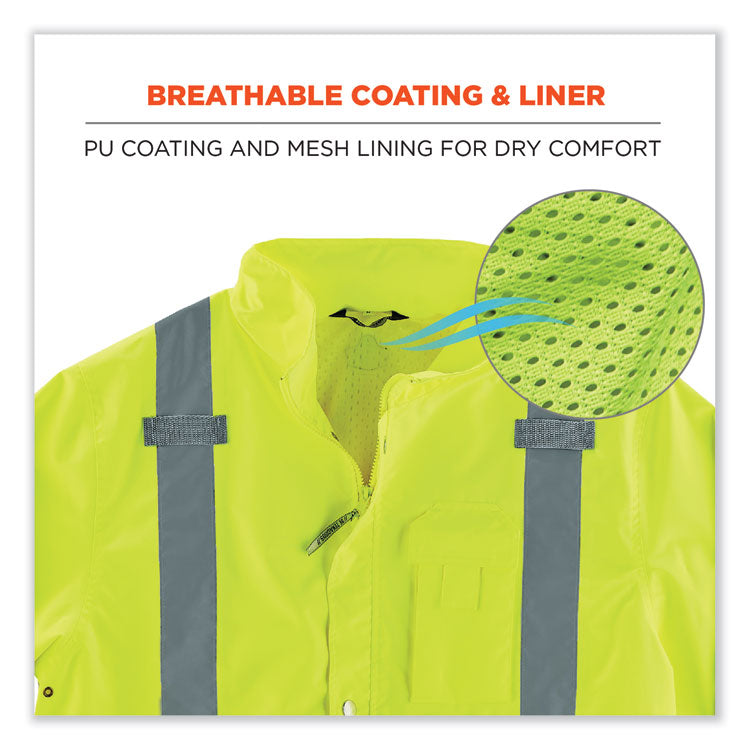 GloWear 8365BK Class 3 Hi-Vis Rain Jacket Black Bottom, Small, Lime