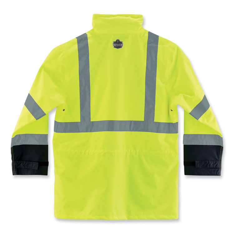 GloWear 8365BK Class 3 Hi-Vis Rain Jacket Black Bottom, Medium, Lime