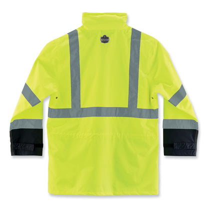 GloWear 8365BK Class 3 Hi-Vis Rain Jacket Black Bottom, Medium, Lime