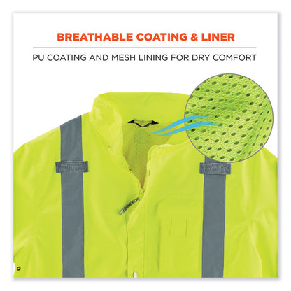 GloWear 8365BK Class 3 Hi-Vis Rain Jacket Black Bottom, Medium, Lime