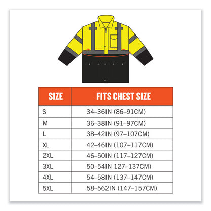 GloWear 8365BK Class 3 Hi-Vis Rain Jacket Black Bottom, Large, Lime