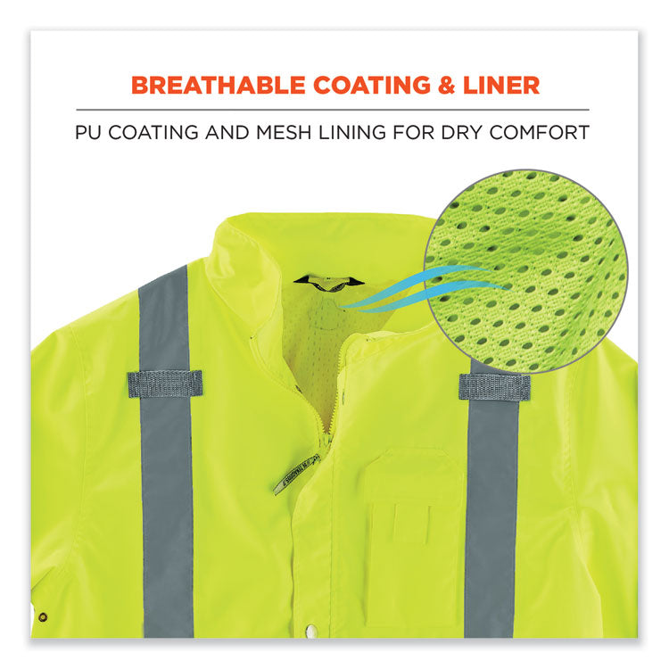 GloWear 8365BK Class 3 Hi-Vis Rain Jacket Black Bottom, X-Large, Lime