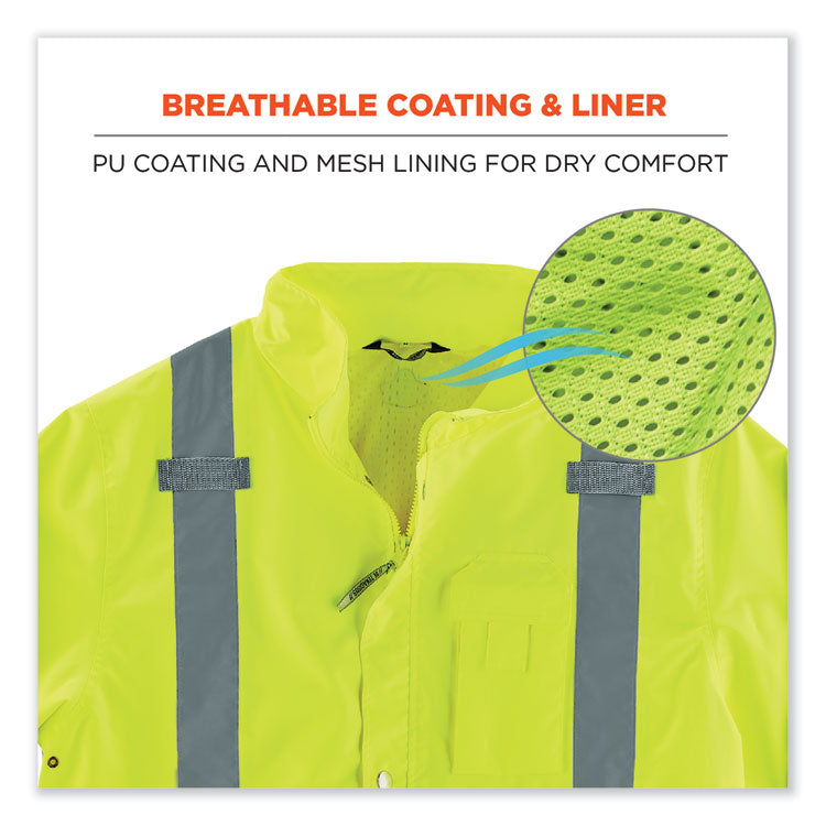 GloWear 8365BK Class 3 Hi-Vis Rain Jacket Black Bottom, 2X-Large, Lime