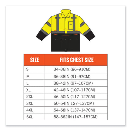 GloWear 8365BK Class 3 Hi-Vis Rain Jacket Black Bottom, 4X-Large, Lime