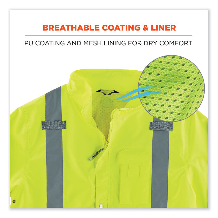 GloWear 8365BK Class 3 Hi-Vis Rain Jacket Black Bottom, 5X-Large, Lime