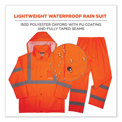 GloWear 8376K Lightweight HV Rain Suit, Medium, Orange