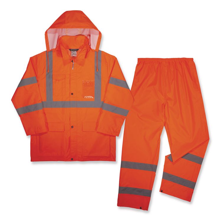 GloWear 8376K Lightweight HV Rain Suit, X-Large, Orange