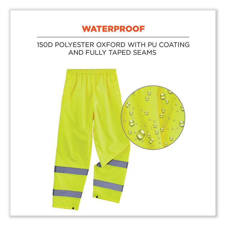 GloWear 8916 Class E Lightweight Hi-Vis Rain Pants, 4X-Large, Lime