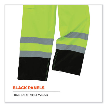 GloWear 8915BK Class E Hi-Vis Rain Pants Black Bottom, Small, Lime