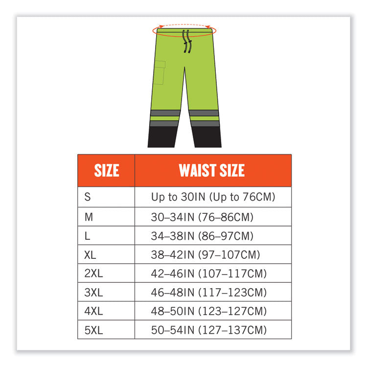 GloWear 8915BK Class E Hi-Vis Rain Pants Black Bottom, Small, Lime