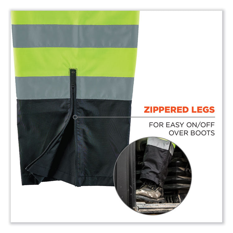 GloWear 8915BK Class E Hi-Vis Rain Pants Black Bottom, 3X-Large, Lime